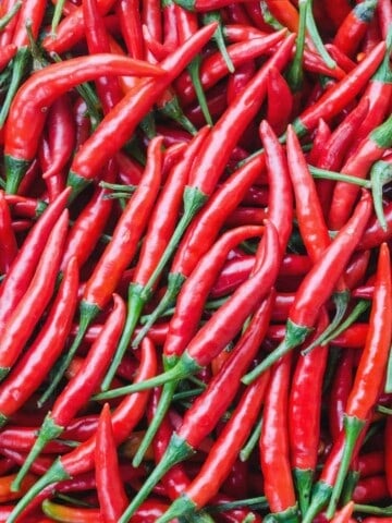 A bunch of Cayenne Peppers