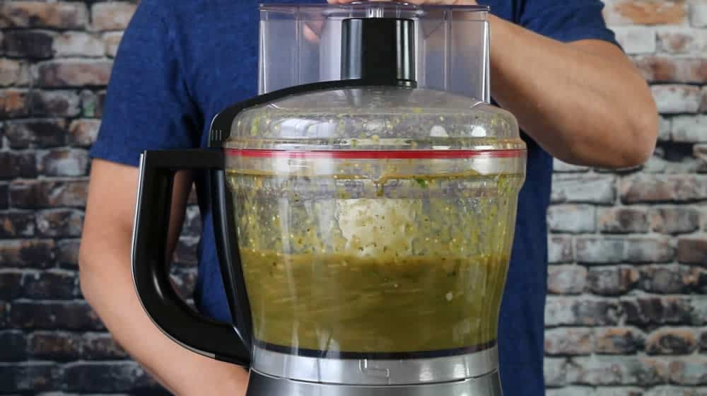 Processing the ingredients for my Green Enchilada Sauce Recipe