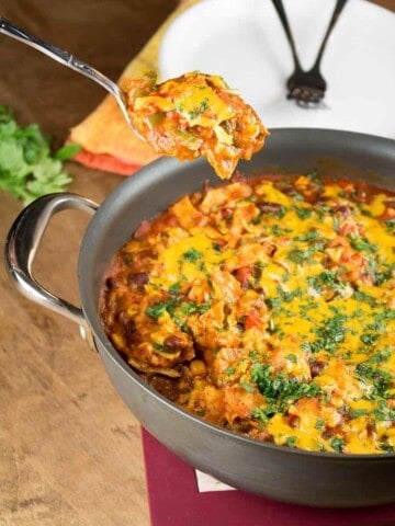 Trying the homemade One-Pot Meatless Enchilada Casserole