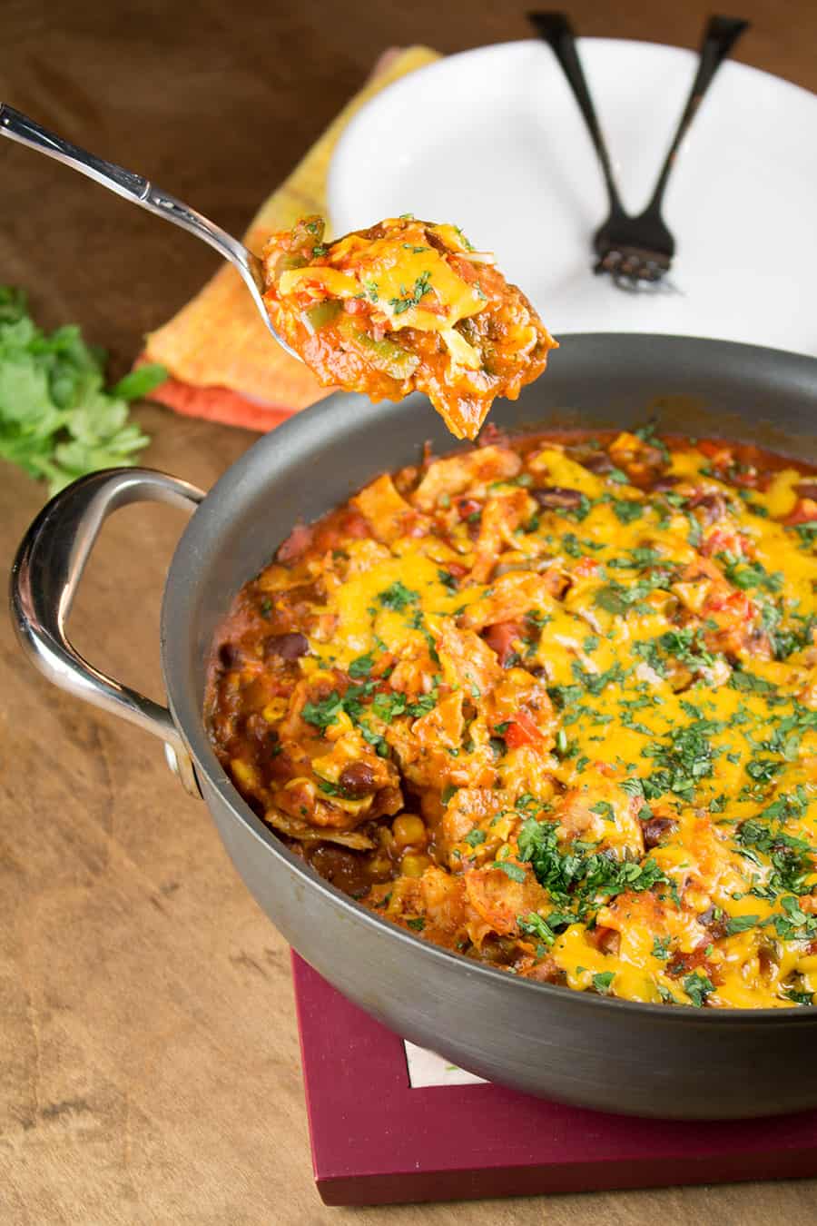 Trying the homemade One-Pot Meatless Enchilada Casserole