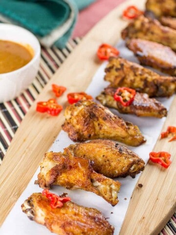 Crispy Baked Ghost Pepper Wings with Buffalo-Blue Cheese Sauce