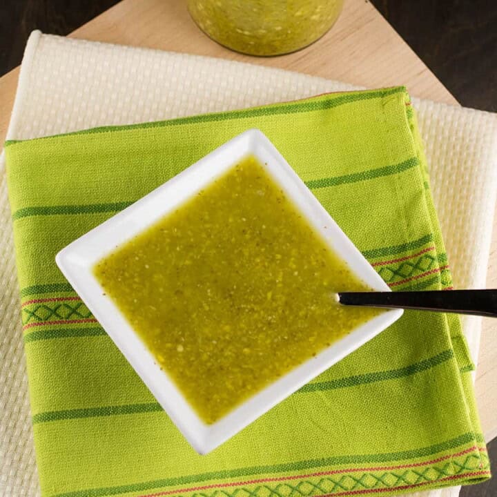 Aji Pineapple Hot Sauce served in a white bowl