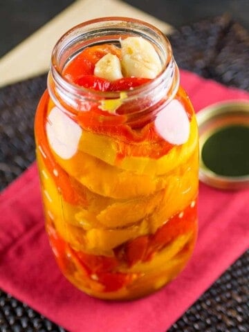 Roasted Peppers in Garlic Olive Oil