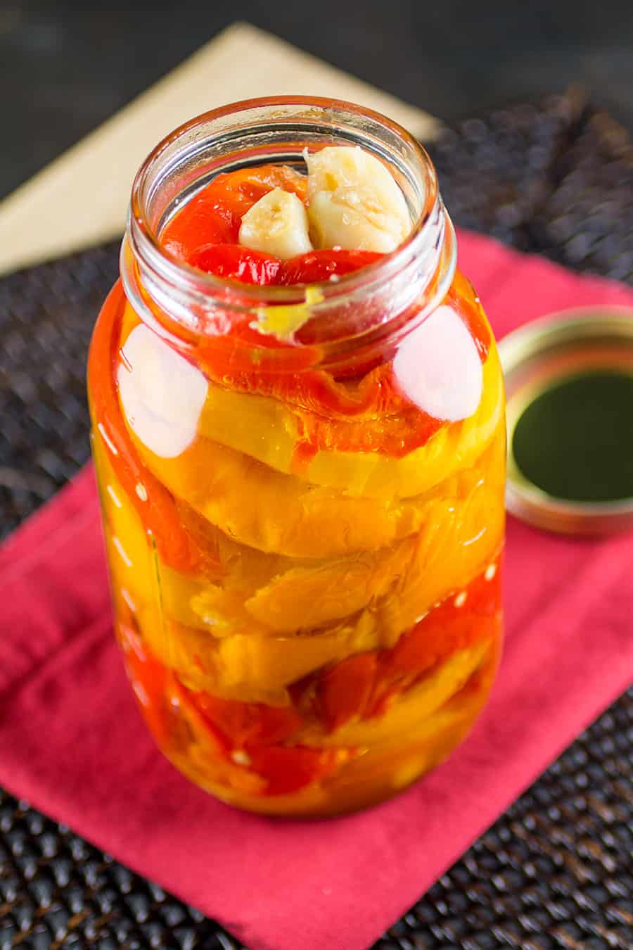 Roasted Peppers in Garlic Olive Oil
