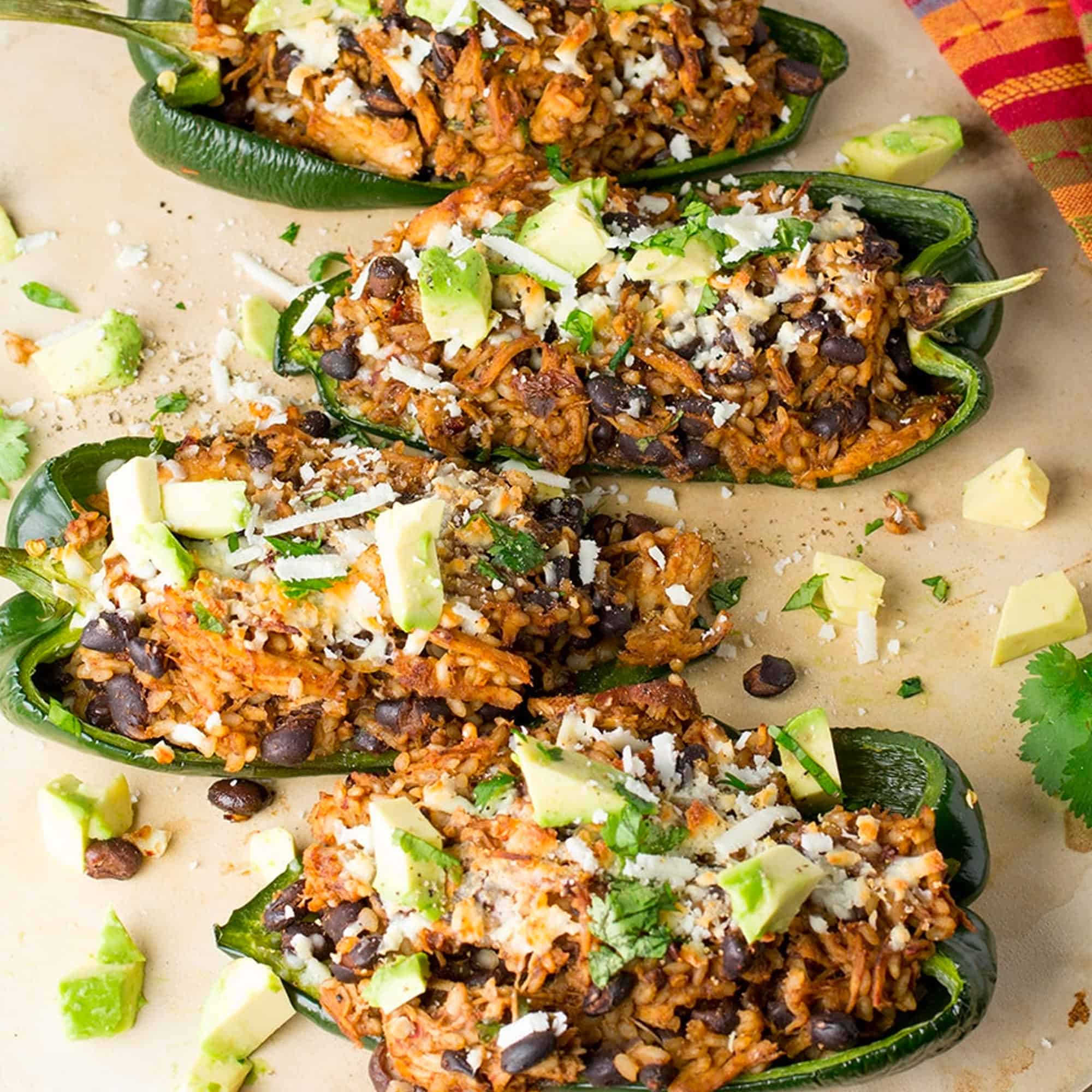 Chicken and Black Bean Stuffed Poblano Peppers Recipe