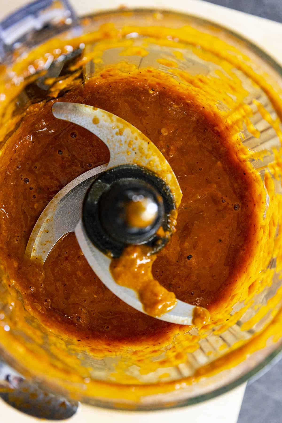 Processing superhot hot sauce in a food processor