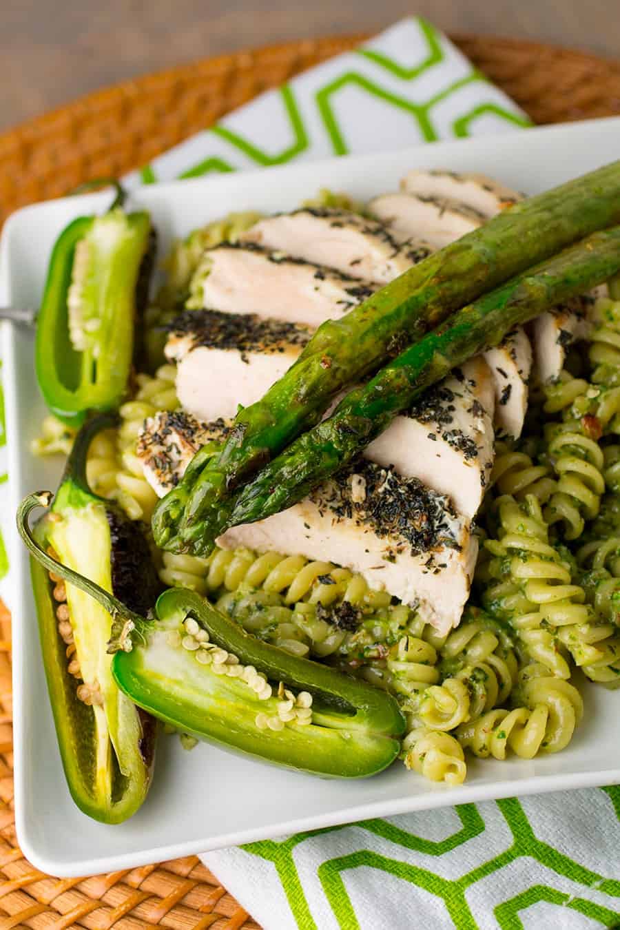 Spicy Chicken Pesto Pasta looking extremely delicious