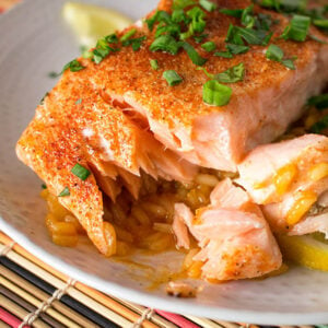 Cajun Baked Salmon Recipe with Cajun Rice