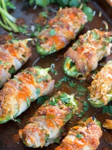 Bacon Wrapped Jalapeno Poppers with Shredded Chicken and Cheese - Recipe