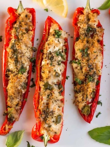 Crab Stuffed Peppers with Lemon-Basil Butter - Recipe