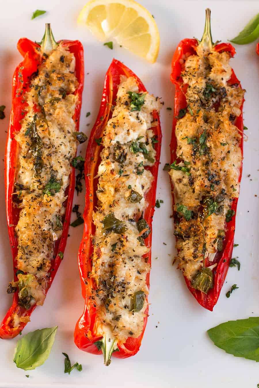 Crab Stuffed Peppers with Lemon-Basil Butter - Recipe