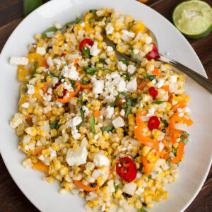 Grilled Corn Salad Recipe with Feta and Sweet Peppers