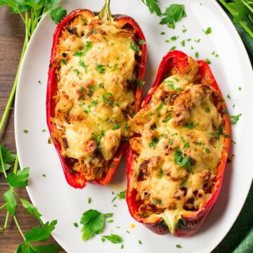 Chipotle Chicken Stuffed Peppers on a plate