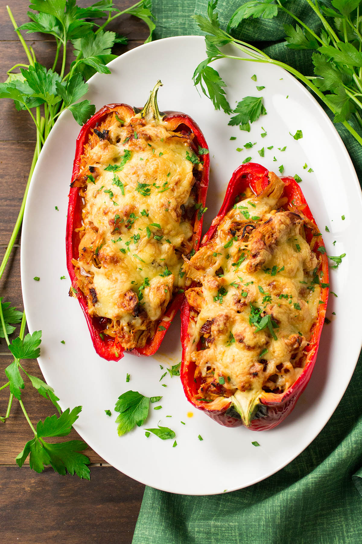 Chipotle Chicken Stuffed Peppers on a plate