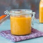 Sweet Ghost Pepper-Pineapple-Pear Hot Sauce in a jar