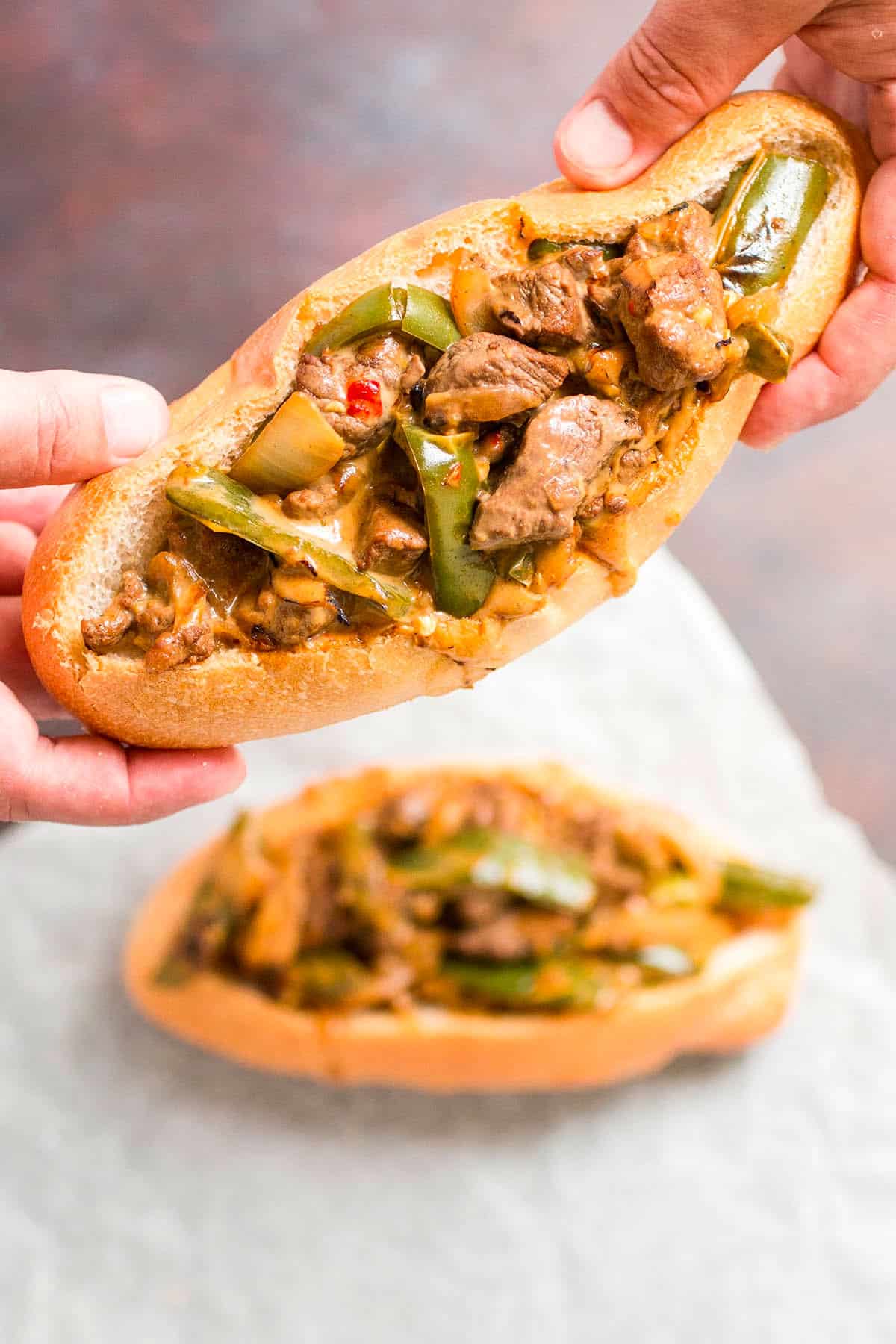 One of the messiest Mexi Cheesesteak Sandwiches ever