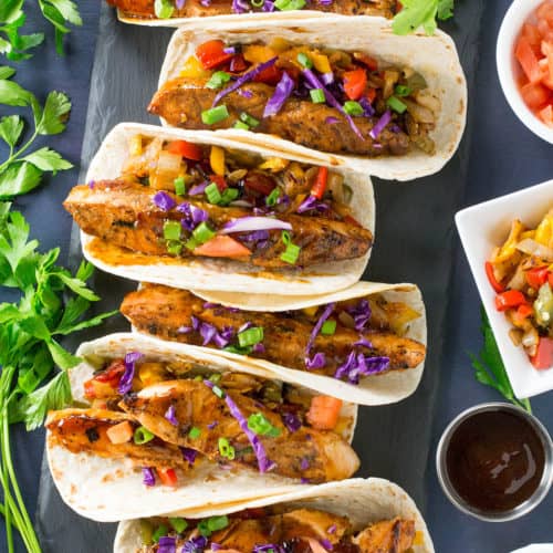 Szechuan Salmon Tacos Served