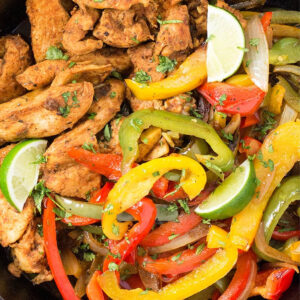 Juicy Braised Chicken Fajitas served.