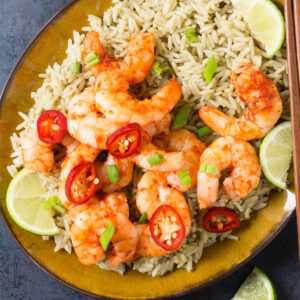 Chili-Garlic Shrimp Recipe with Thai Lime Rice