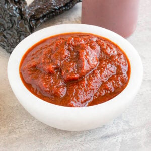 Ancho BBQ Sauce served in a white bowl