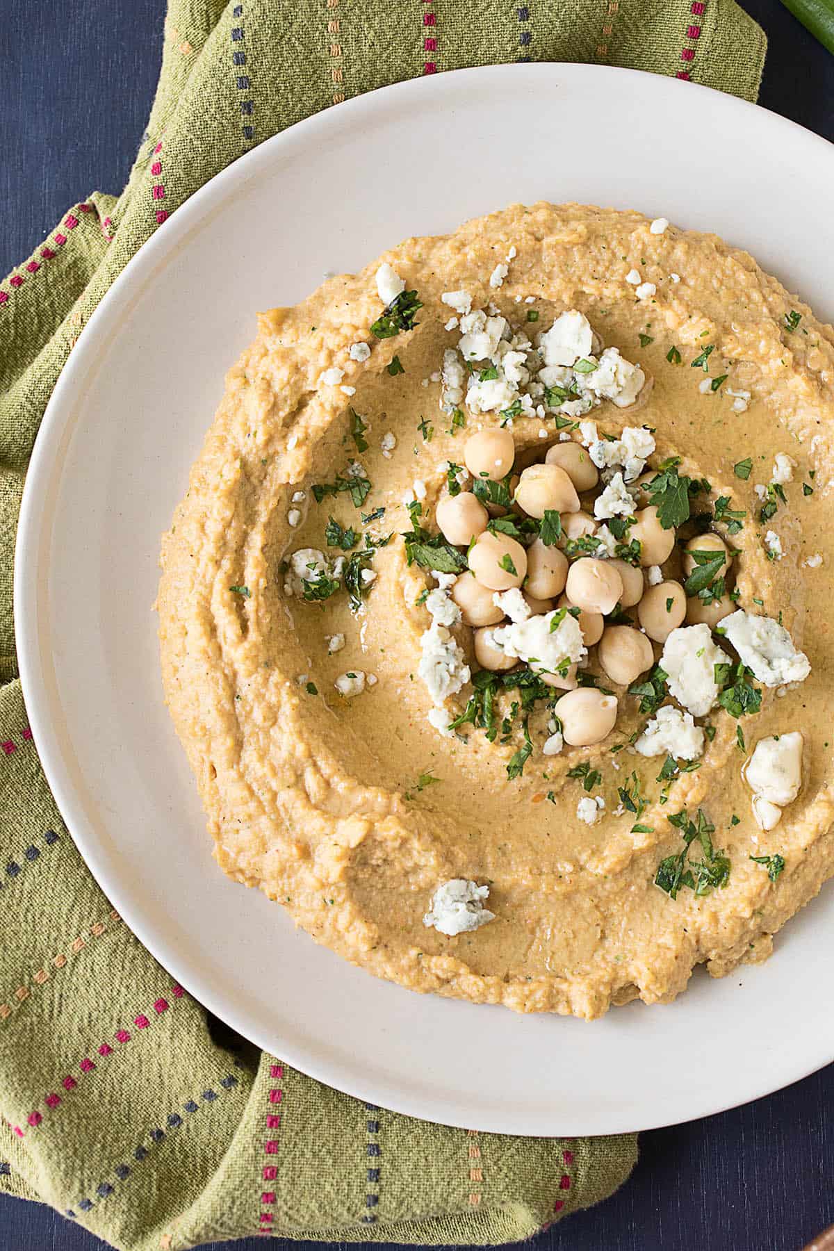 Fiery Buffalo-Blue Cheese Hummus – Recipe