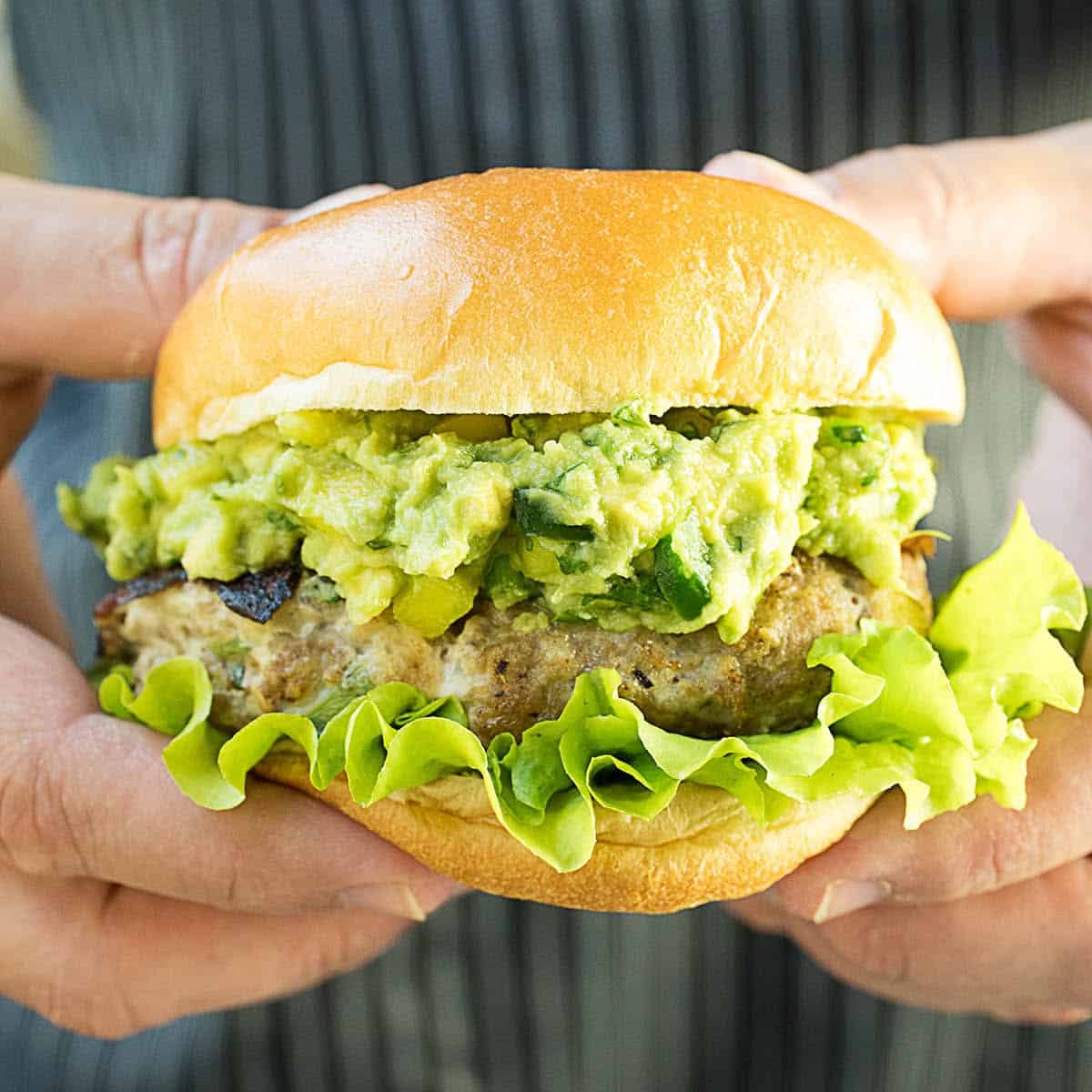 Jerk Turkey Burgers with Jalapeño-Mango Guacamole
