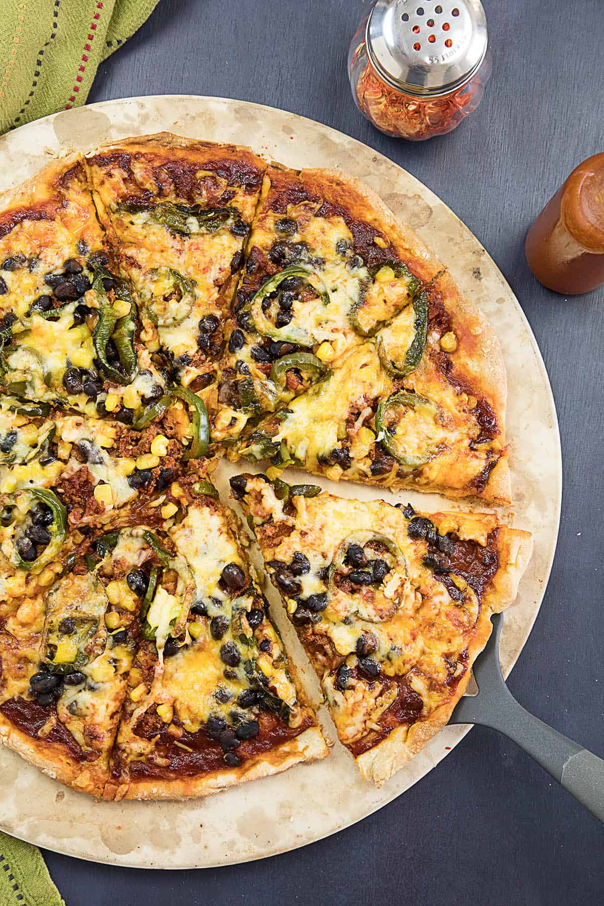 Homemade Southwest-Style Pizza served and ready