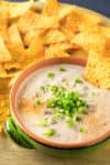 Southwest-Style Cheese Dip served.