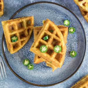 Serving Serrano-Cheddar Waffles