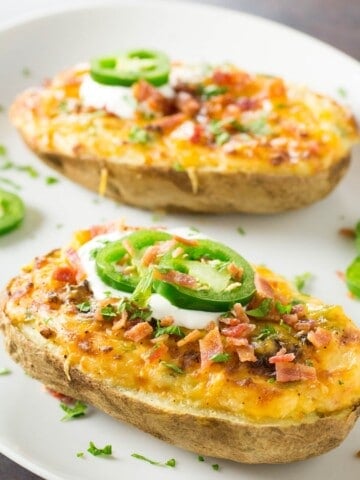 Jalapeno Popper Twice Baked Potatoes served