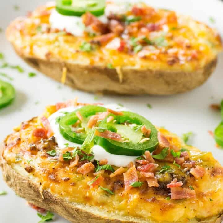 Jalapeno Popper Twice Baked Potatoes served