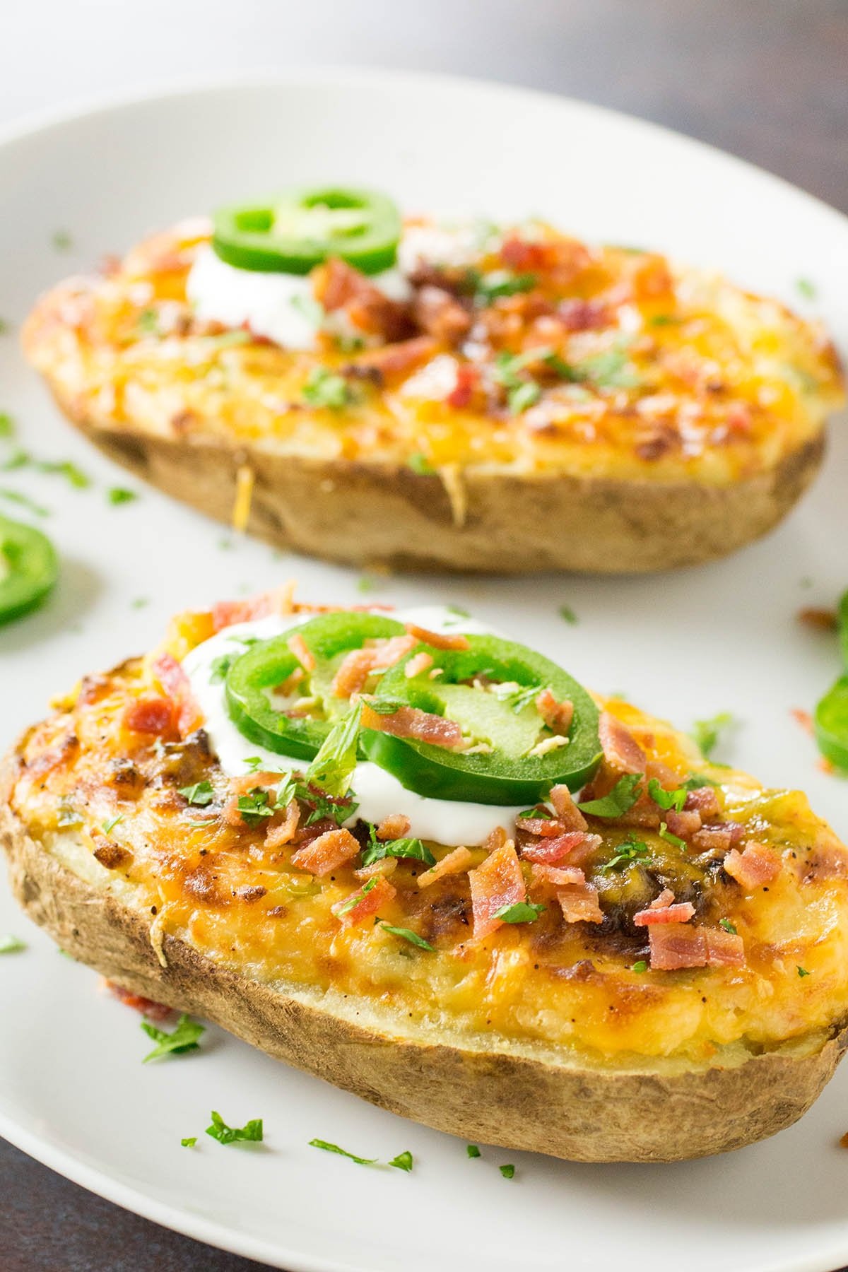 Jalapeno Popper Twice Baked Potatoes served