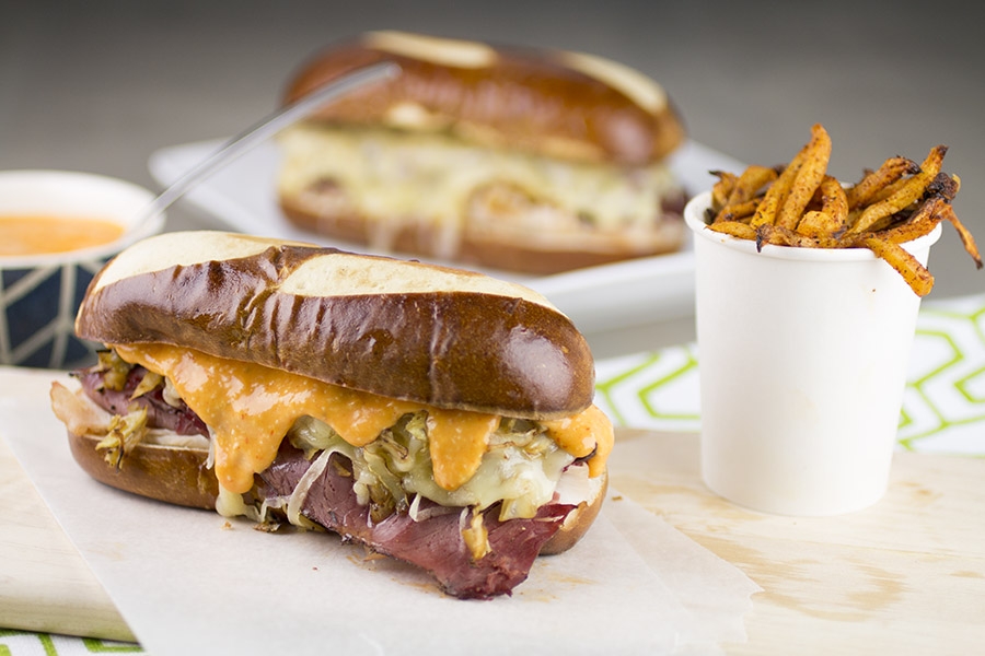 turkey-pastrami reuben sandwich