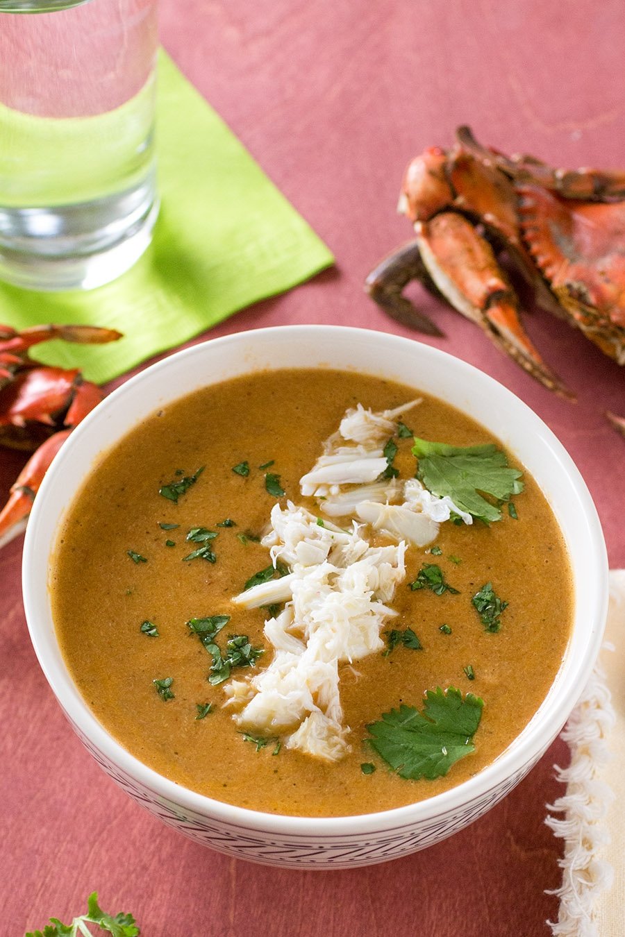 roasted red pepper and blue crab bisque from the chesapeake bay