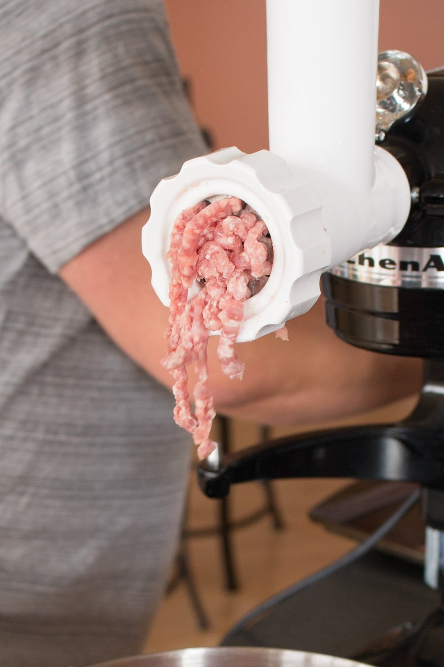 Grinding Meat with a Meat Grinder.