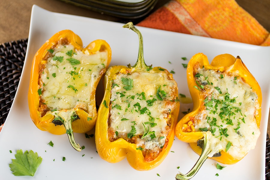 risotto and blue cheese stuffed peppers