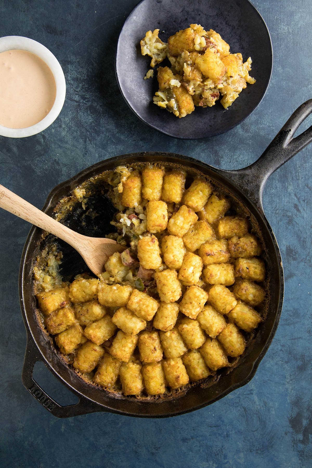 Corned Beef Tater Tot Hotdish served