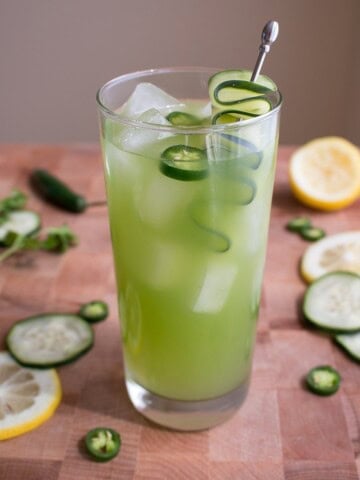 Spicy Cucumber Cocktail served in a glass