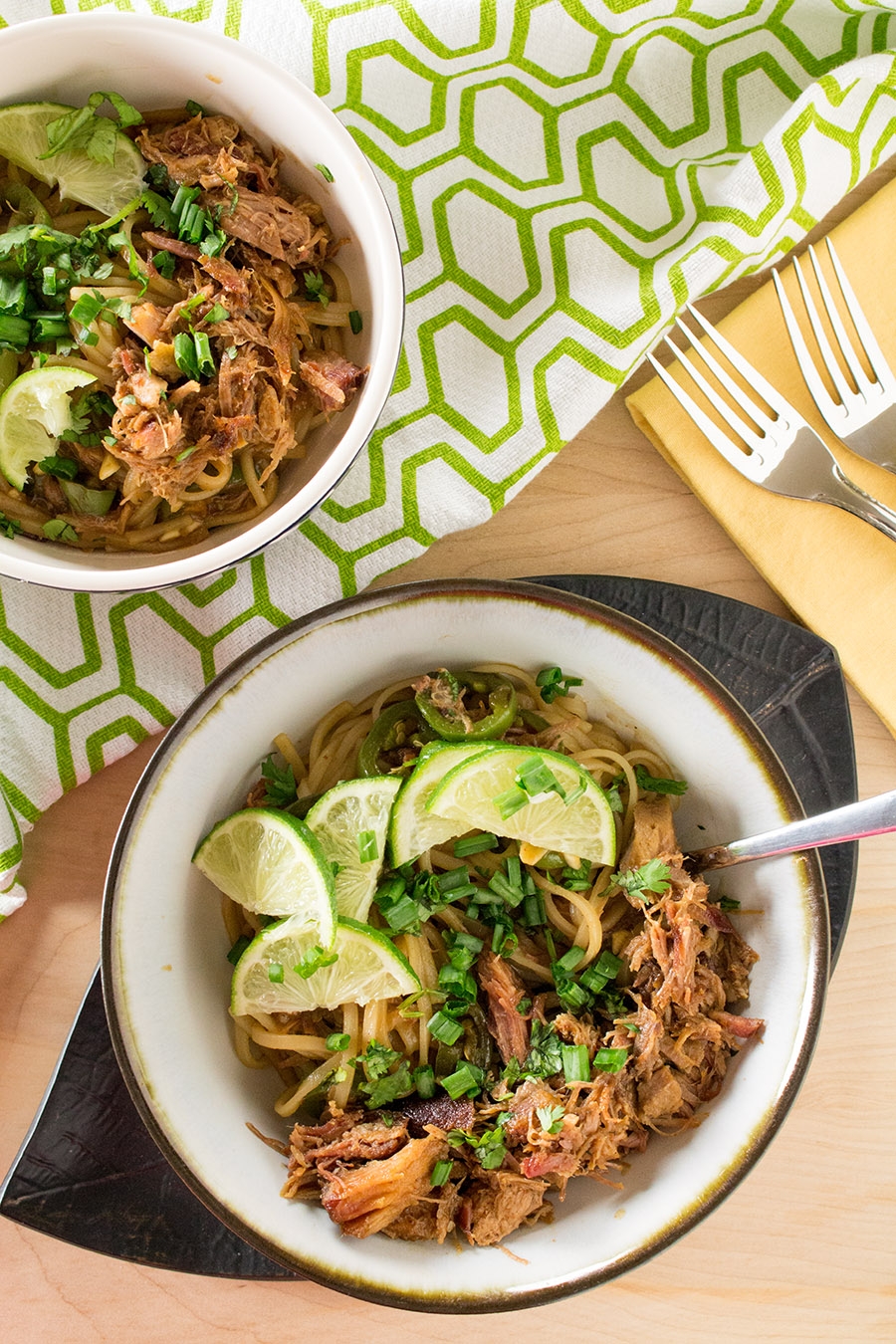 spicy pork noodle bowl