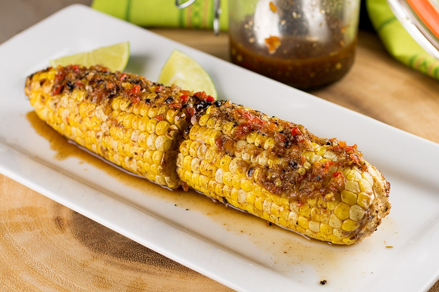 jerk rubbed grilled corn on the cob