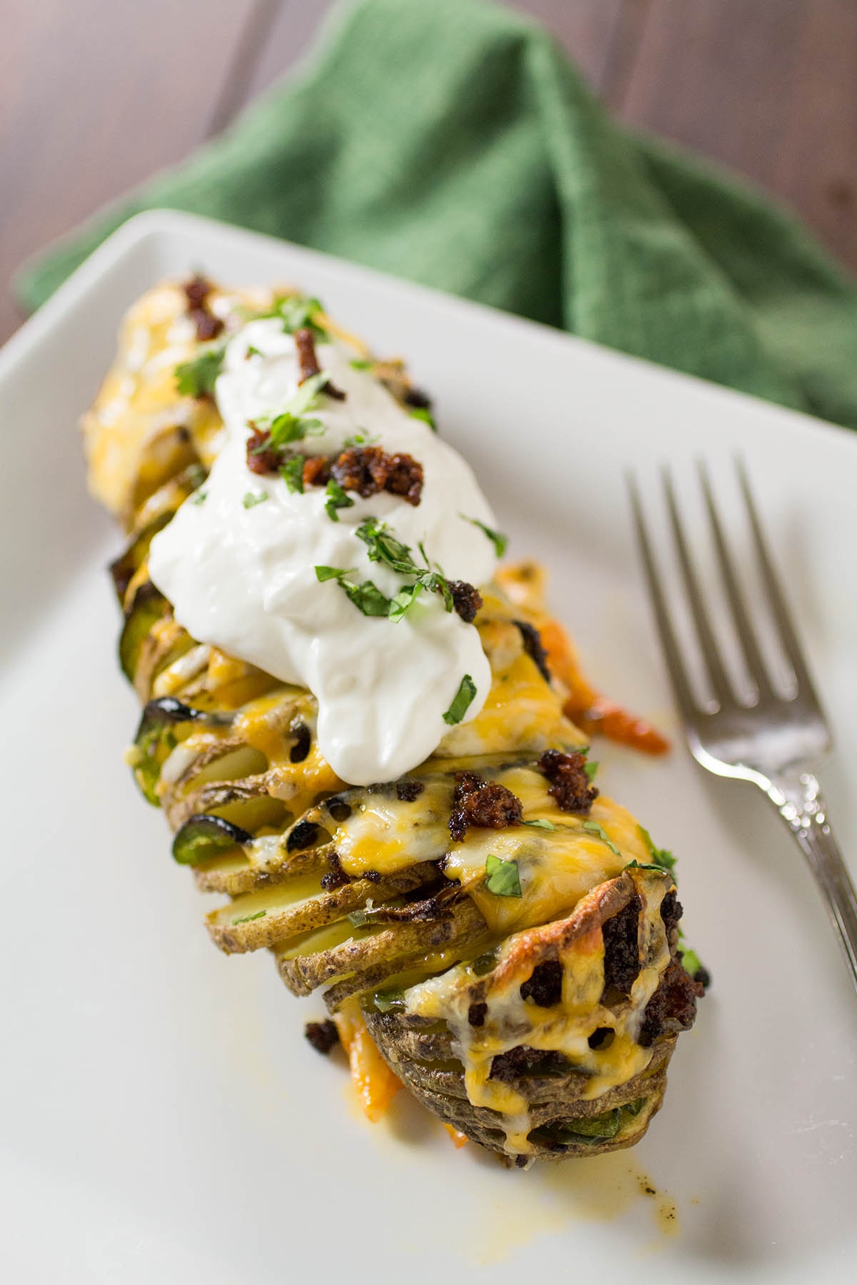 tex-mex hasselback potatoes with cheddar and chorizo