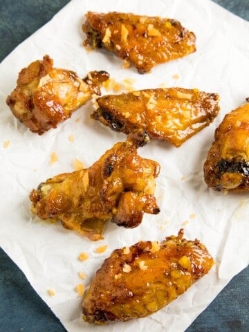 Sticky Habanero Glazed Chicken Wings served hot