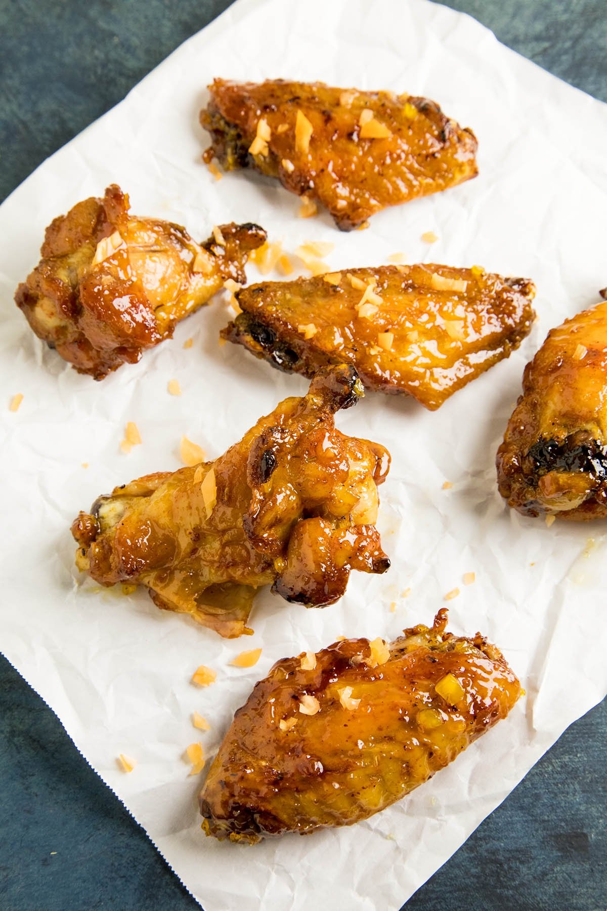 Sticky Habanero Glazed Chicken Wings served hot