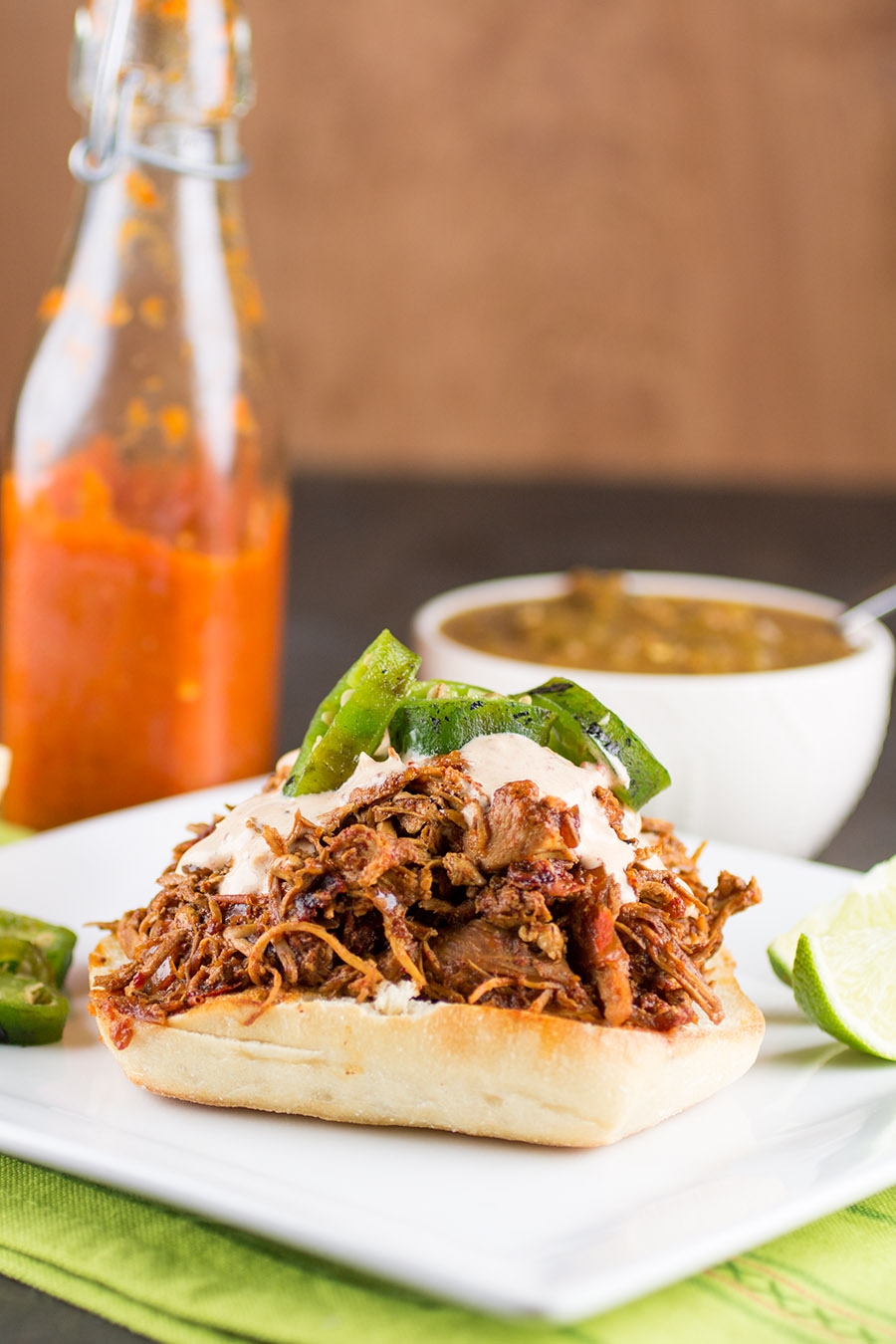 mexican chicken torta with ancho-lime cream sauce