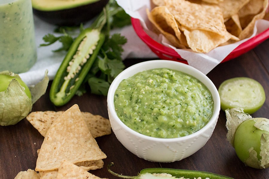 Avocado-Tomatillo Salsa Verde - Mexican Green Table Sauce Recipe ...