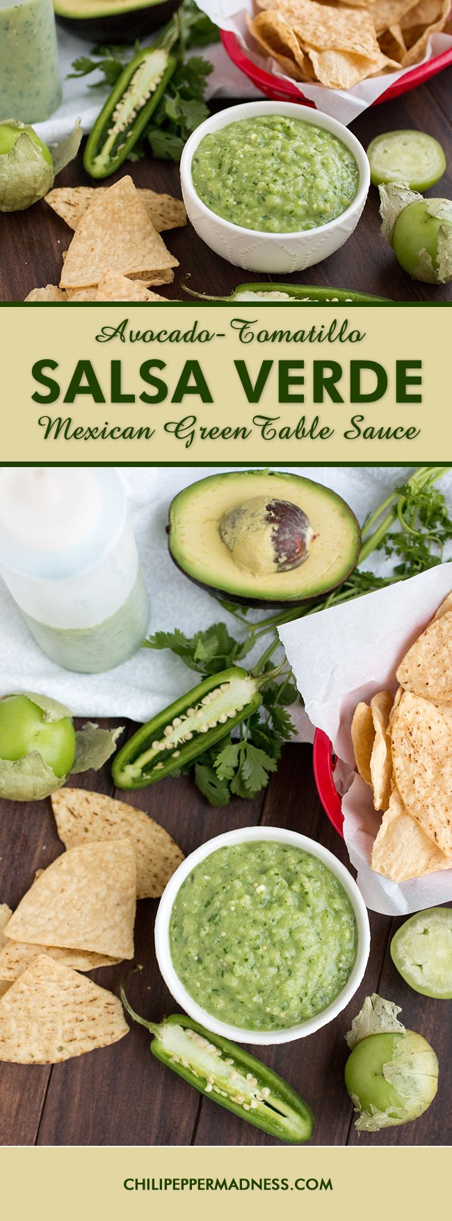 Avocado-Tomatillo Salsa Verde - Mexican Green Table Sauce - Recipe