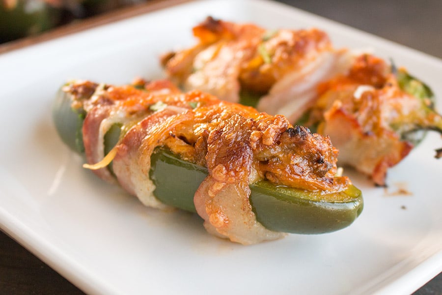 Bacon Wrapped Jalapeno Poppers served for a party