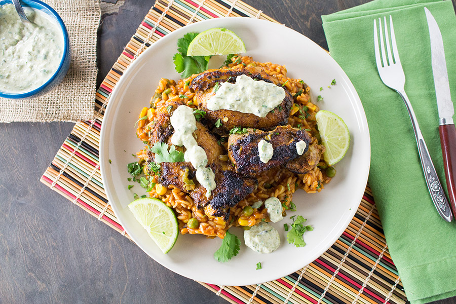 Baked Chicken Thighs with Roasted Poblano-Cream Sauce - Recipe