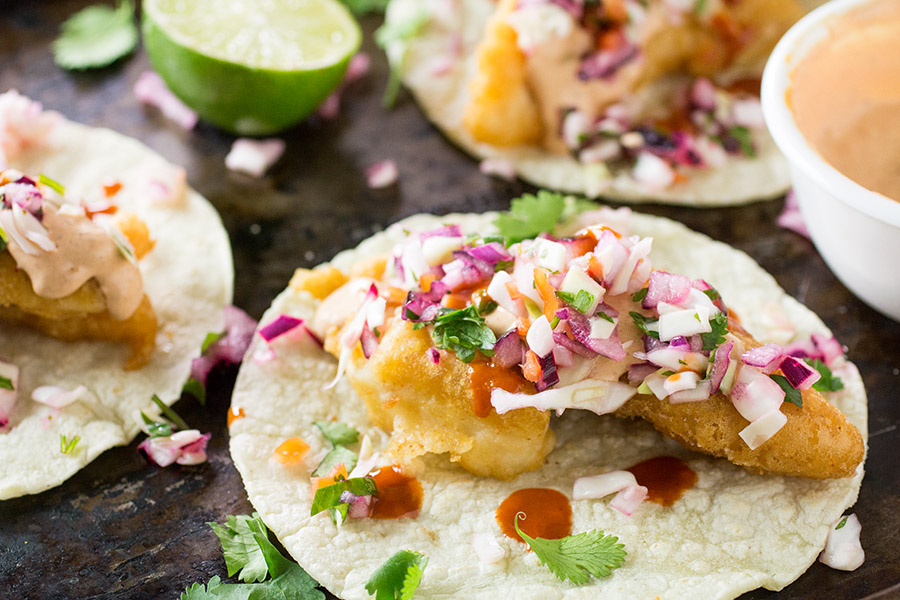 Beer Battered FishTacos with Spicy Habanero Slaw - Recipe