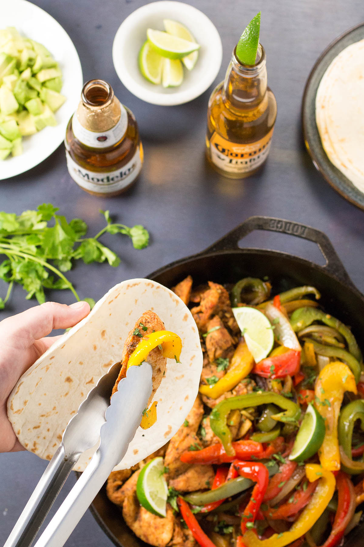 Assembling the fajitas like a boss.